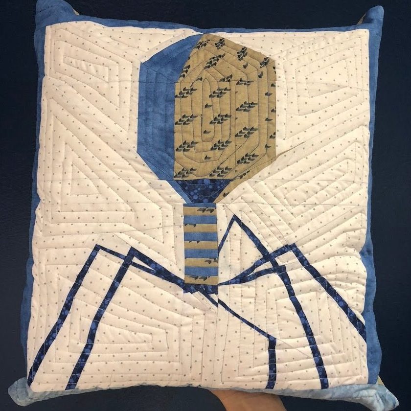 Blue phage pillow given to Vincent Racaniello