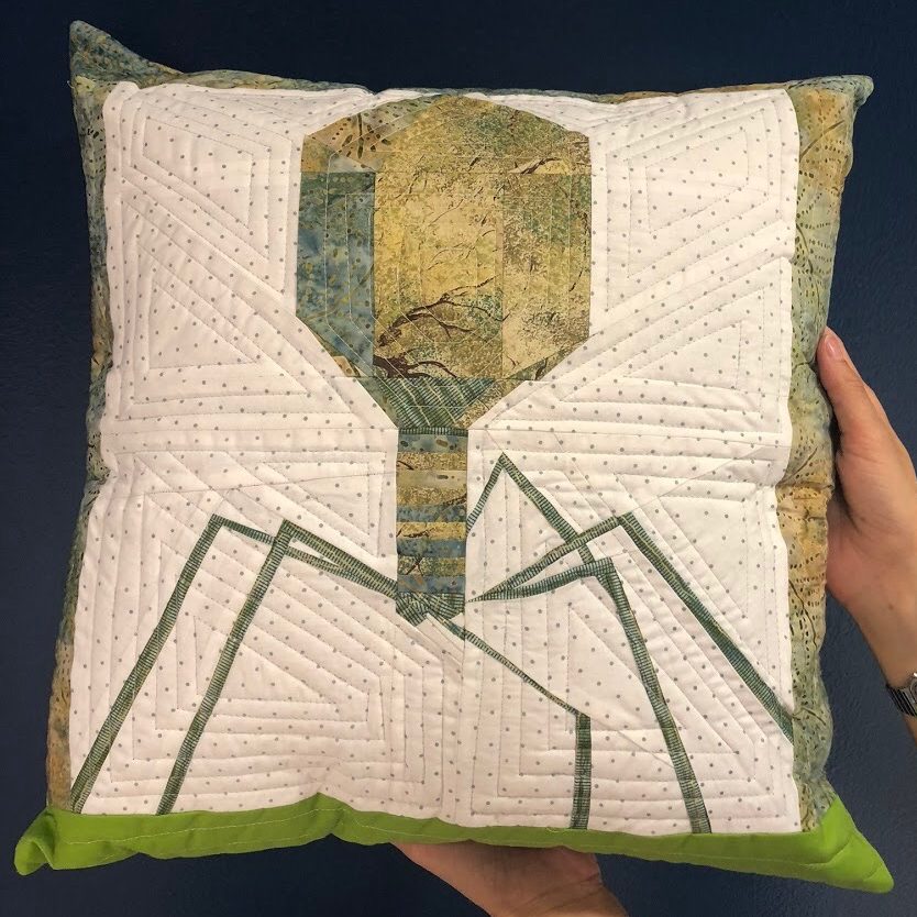 Green phage pillow given to Kathy Spindler